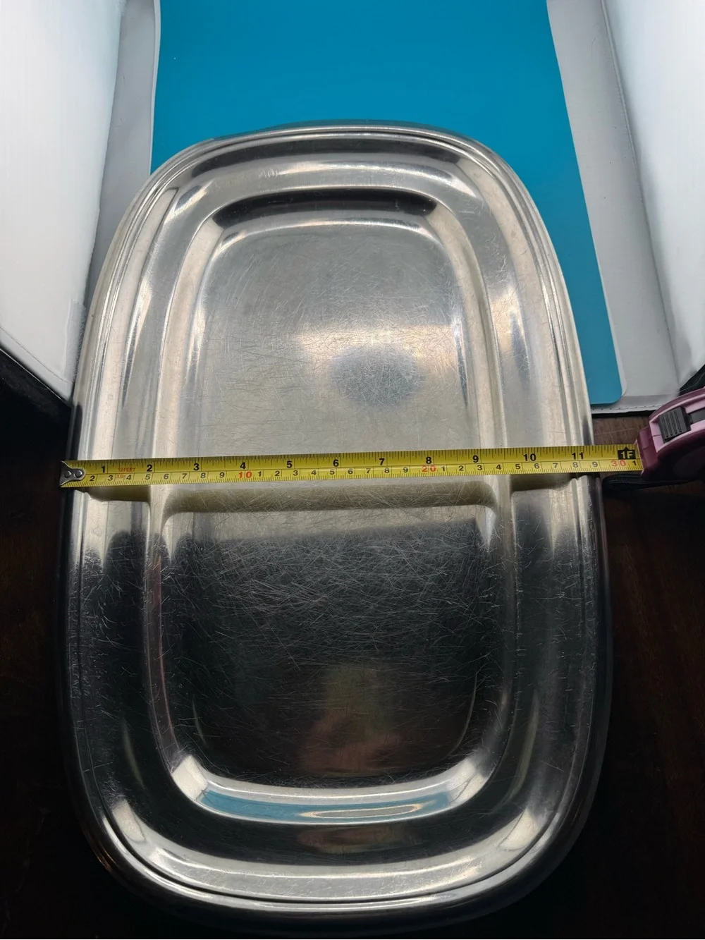 Vintage Large Stainless Steel Serving Tray 18” x 12”